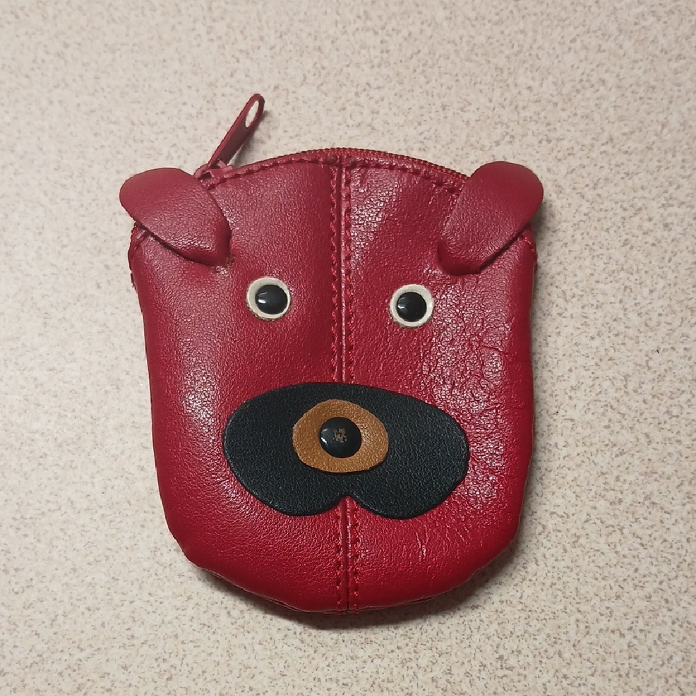 Red and Black Dog Face Coin Bag